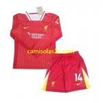 Camisolas de futebol Liverpool Chiesa 14 Criança Equipamento Principal 2024/25 Manga Comprida